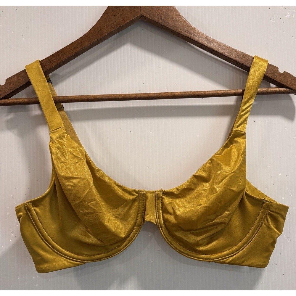 Spanx Unlined Full Coverage Satin Bra Size 36C Yellow Style 30077R underwire
